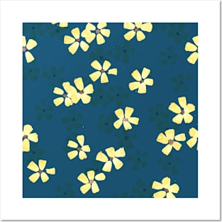 Yellow Flowers on Navy Posters and Art